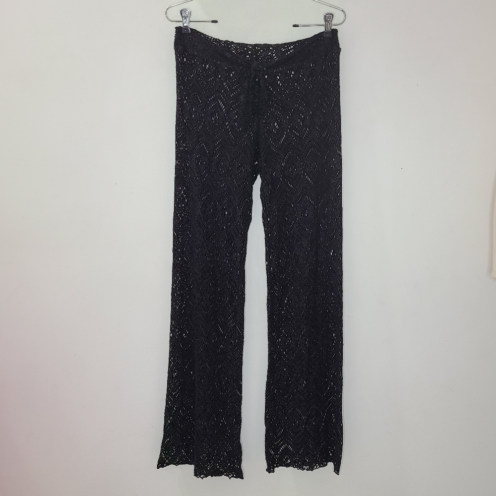 Becca Black Amore Lace Swim Cover-Up Palazzo Pants Sz S/M - Picture 4 of 10